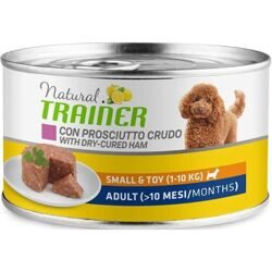 TRAINER Natural 150 гр. Корм для взрослых собак мелких и миниатюрных пород от 1 до 10кг и старше 10 месяцев, с вяленой ветчиной, экстрактами цитрусовых и яблока.