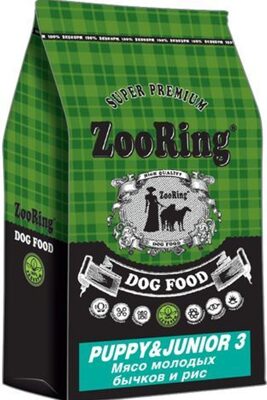 ZOORING Junior-3 Veal сухой корм для Щенков Крупных пород от 6 до 18 месяцев мясо молодых бычков и рис10 кг