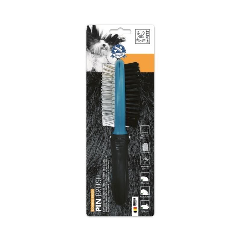 M-PETS Двусторонняя массажная расческа Double-sided Pin Brush, щетина и зубья, 7,5x23 см