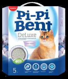 Pi-Pi-Bent Deluxe наполнитель для кошачьего туалета, комкующийся, с ароматом чистого хлопка, 5 кг