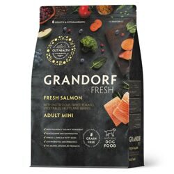 Беззерновой корм с живыми пробиотиками GRANDORF Fresh Dog Adult MINI Salmon&Sweet Potato (Свежее филе лосося с бататом для собак мелких пород) 3 кг