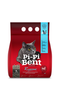 Pi-Pi Bent Classik 3 кг комкующийся наполнитель для кошачьих туалетов из природного бентонита